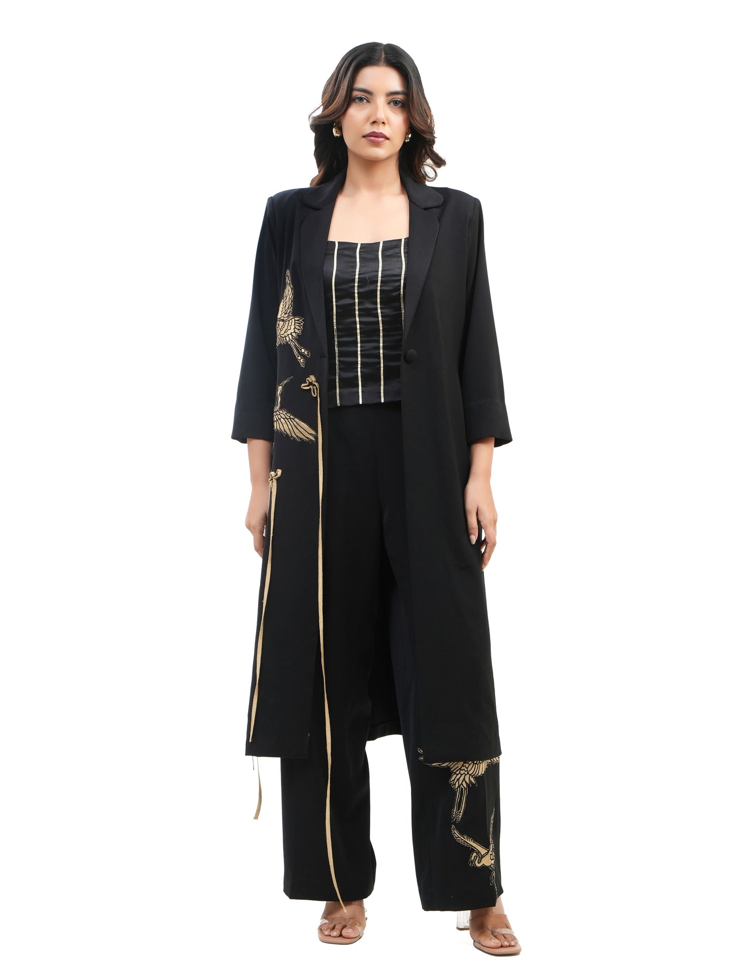 FIHA BLACK TRENCH COAT SET
