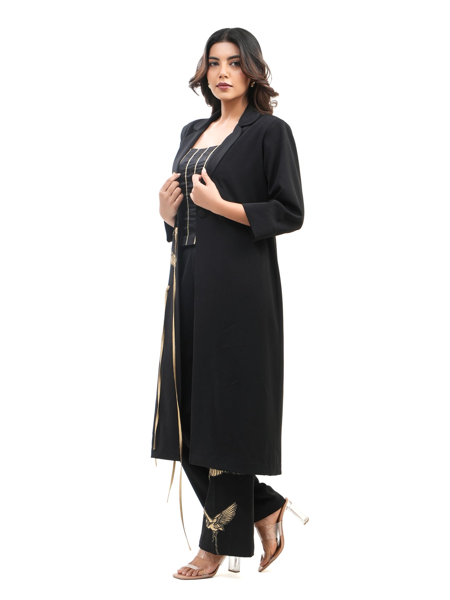 FIHA BLACK TRENCH COAT SET
