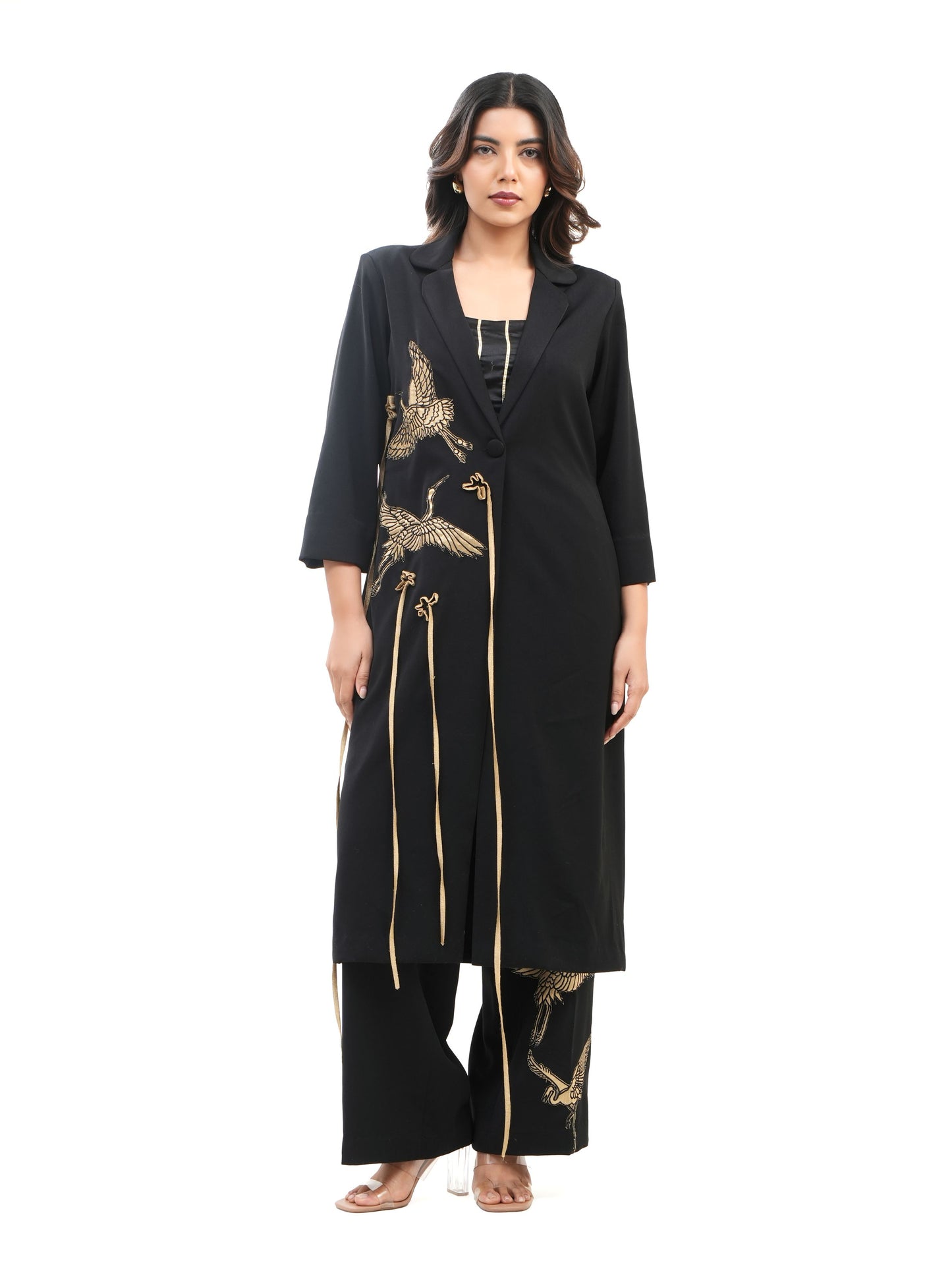 FIHA BLACK TRENCH COAT SET
