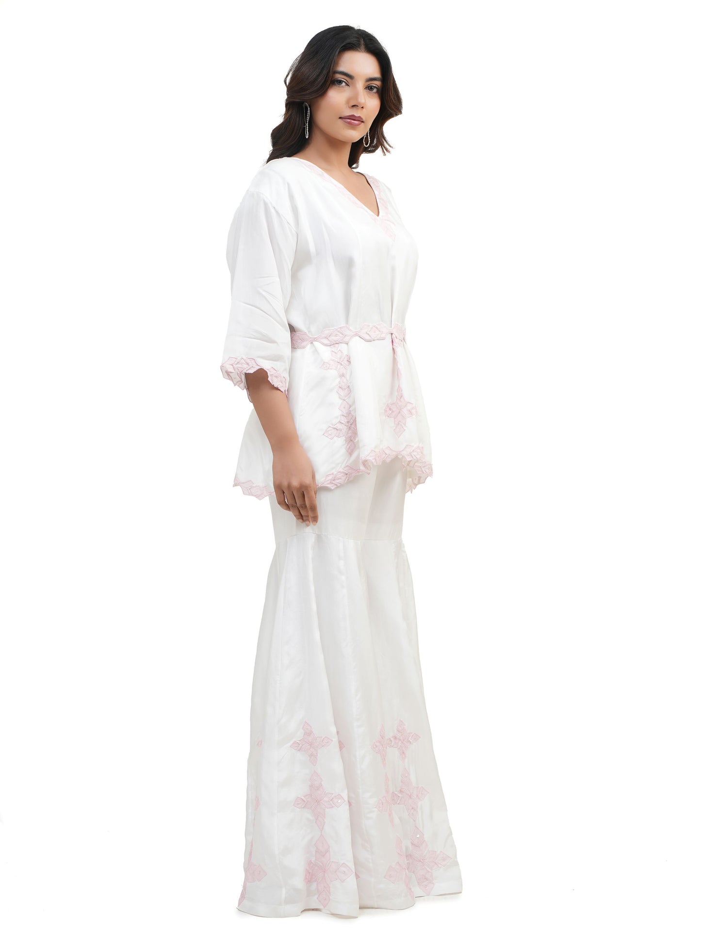 PINK SHADOW WORK SHARARA SET