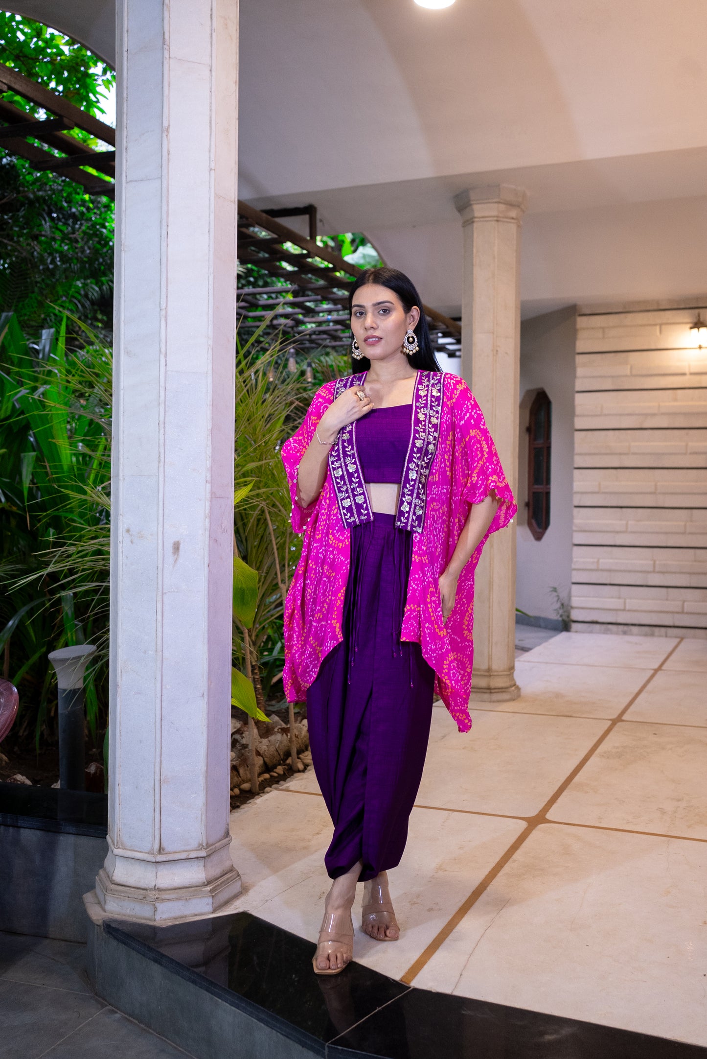 Bandhan cape and harrem pant set with inner
