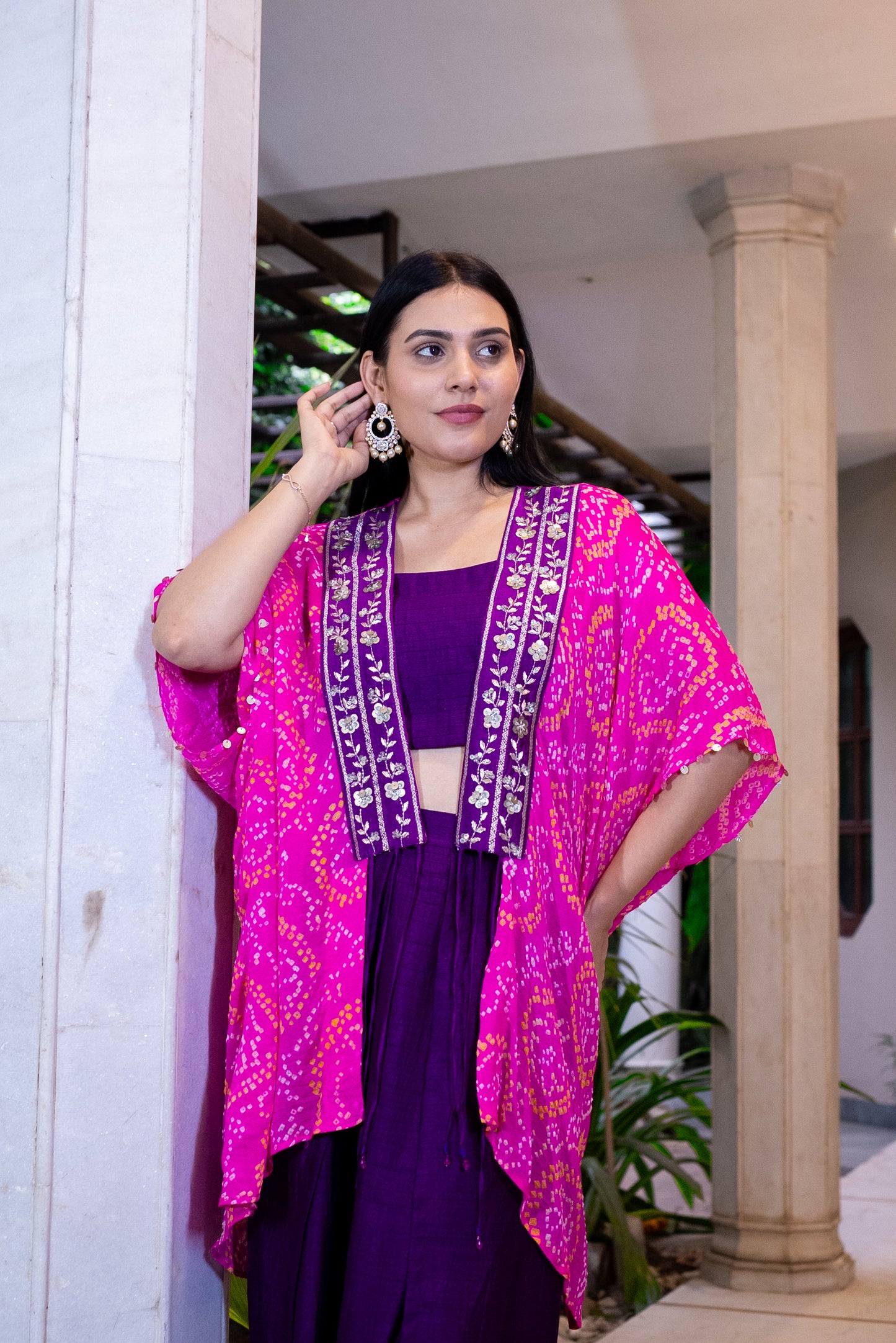 Bandhan cape and harrem pant set with inner