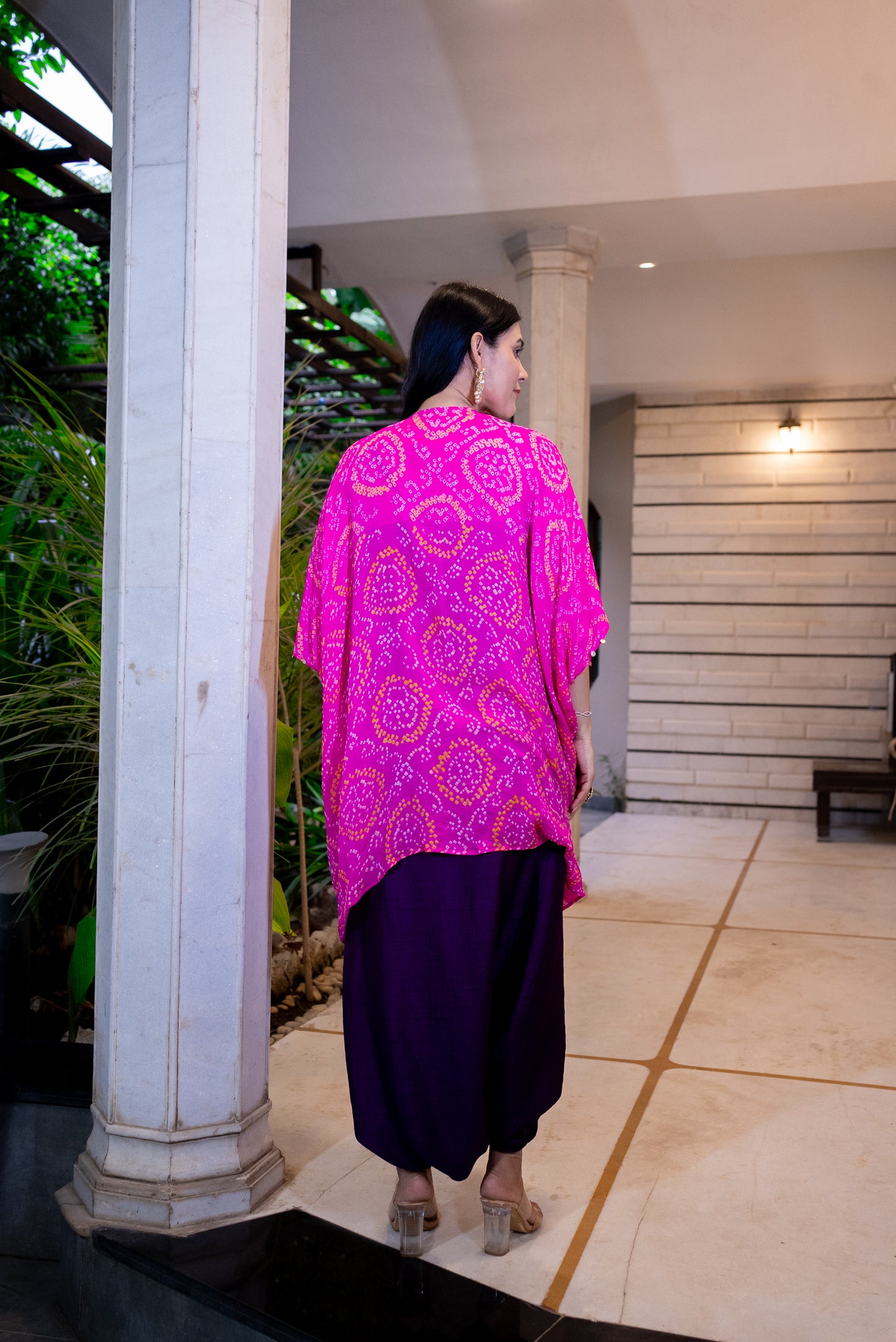 Bandhan cape and harrem pant set with inner