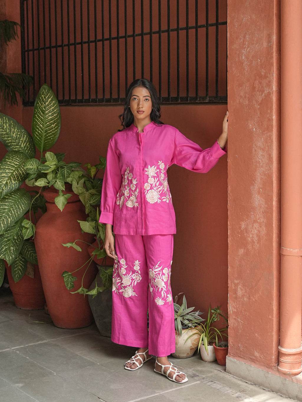 PINK EMBROIDERED TWIN