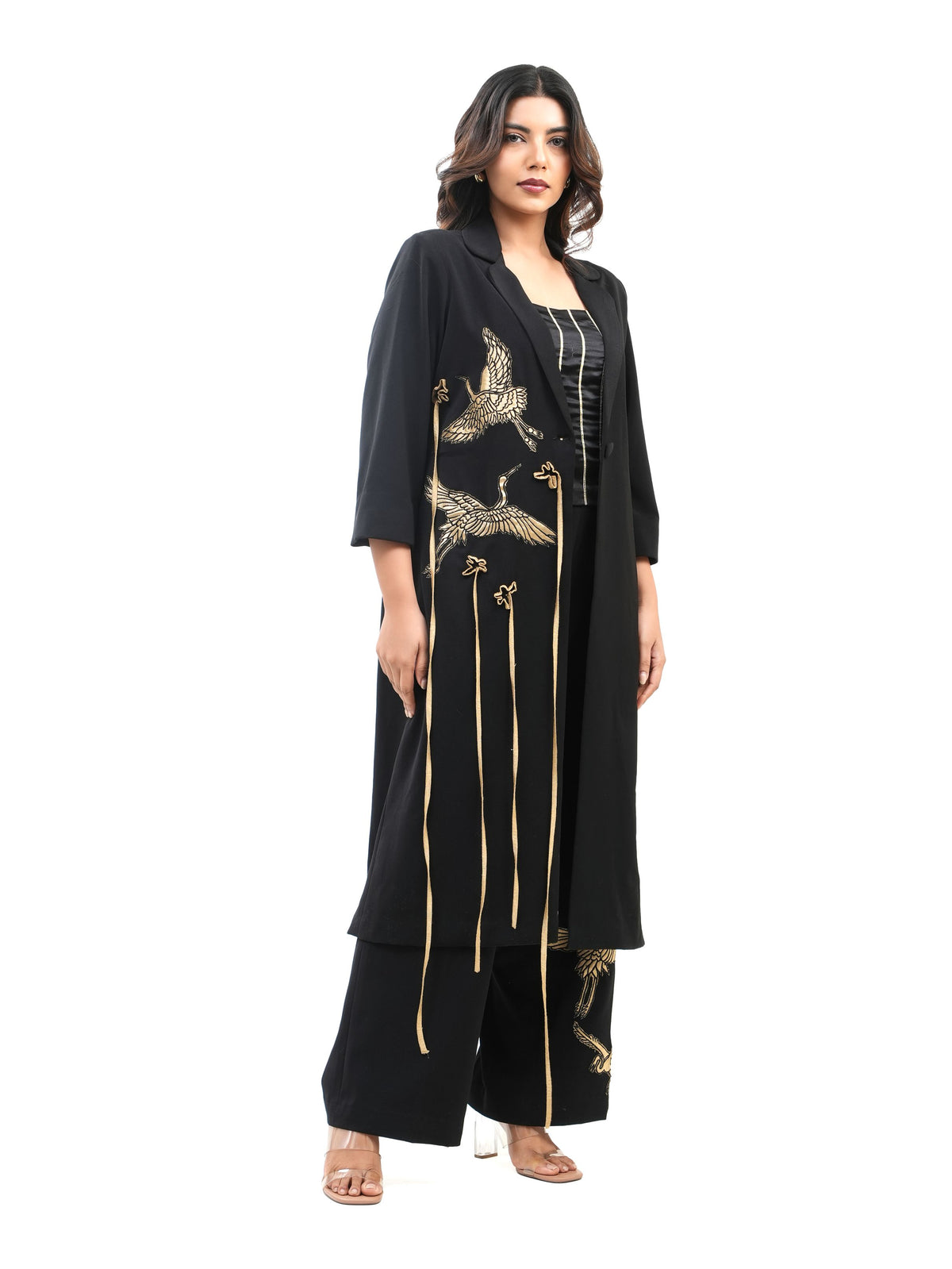 FIHA BLACK TRENCH COAT SET