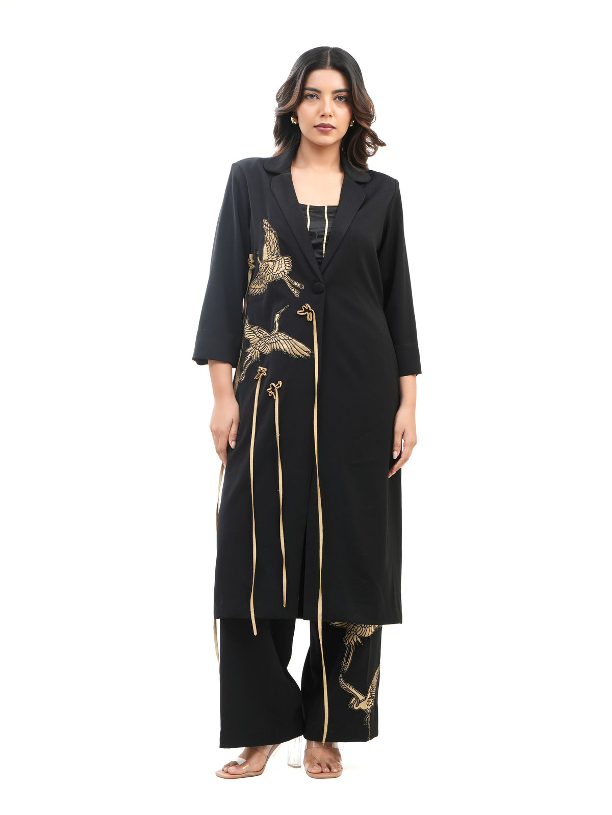 FIHA BLACK TRENCH COAT SET