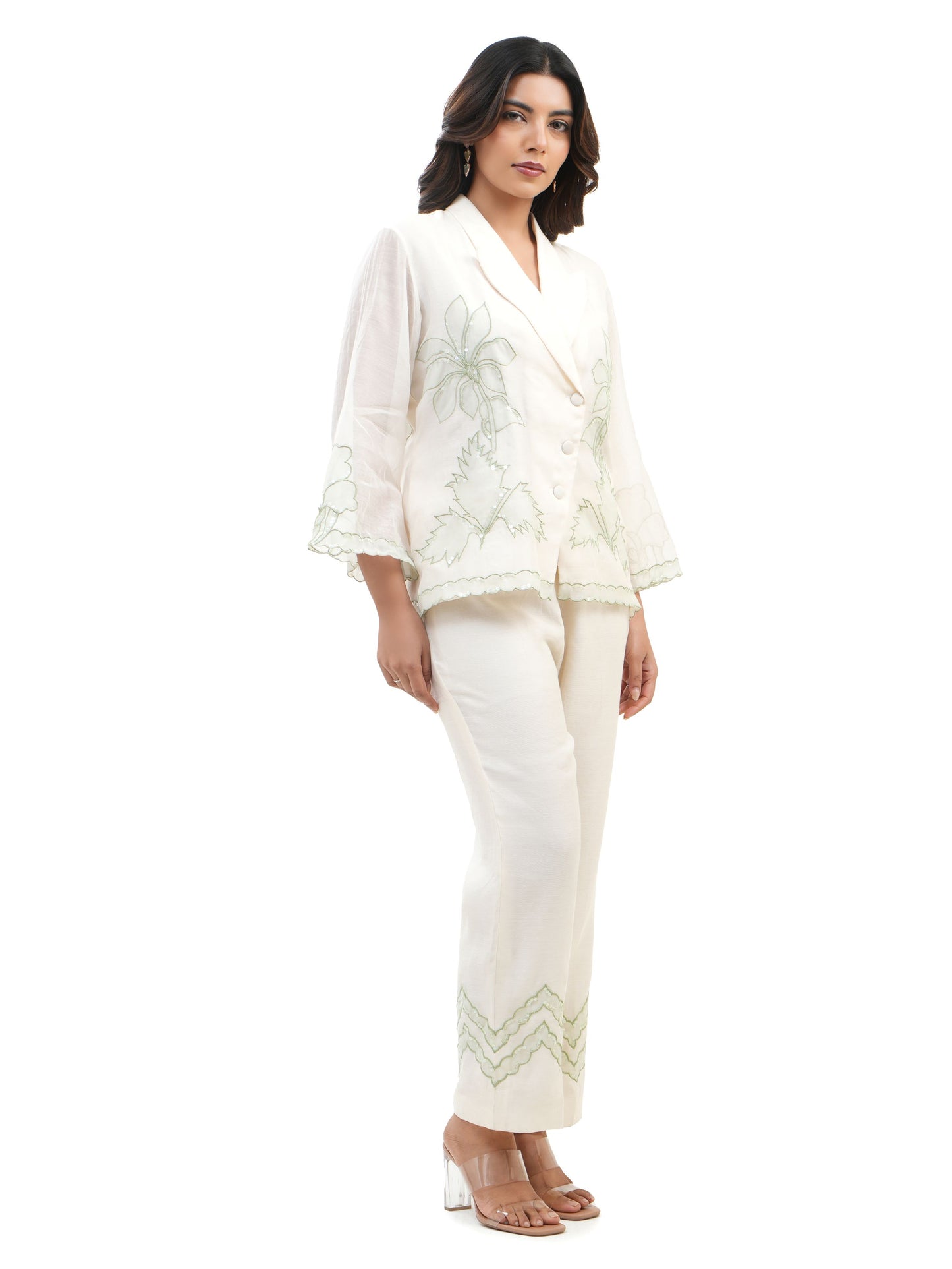 GREEN SHADOW WORK TWIN SET