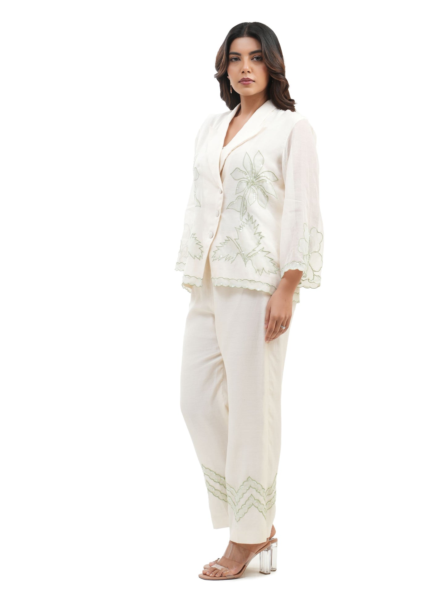 GREEN SHADOW WORK TWIN SET