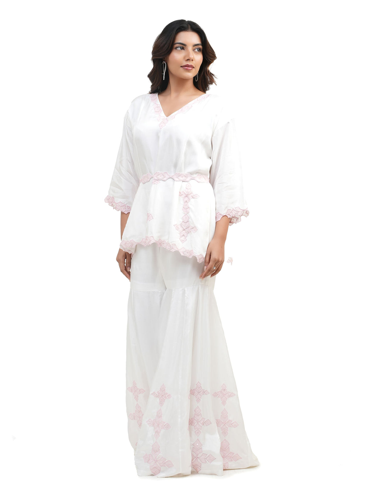 PINK SHADOW WORK SHARARA SET