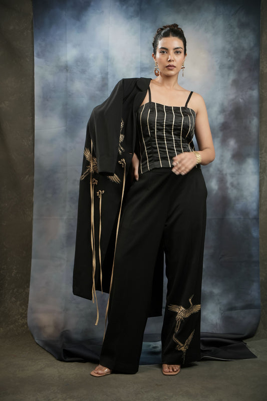 FIHA BLACK TRENCH COAT SET