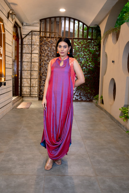 Sunheri  silk drape dress